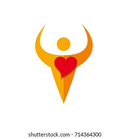 Vector heart in stylized man.