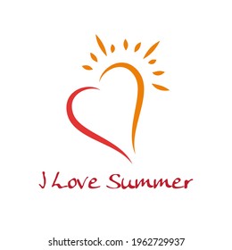 Vector heart and sun, love the summer