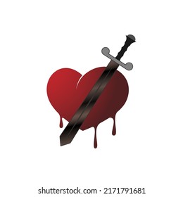 Vector heart and sword icon. Knight's sword and heart.