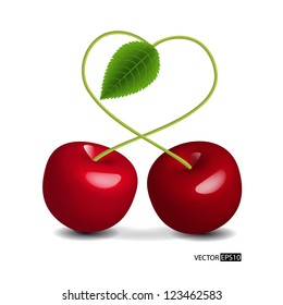 Vector heart symbol cherry.
