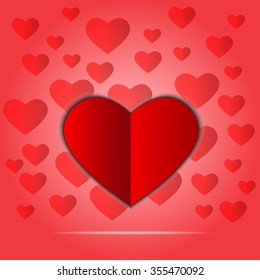 Vector heart symbol design on background.red heart in red background. 