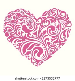
símbolo de corazón vectorial patrón floral. ornamento de flores y hojas