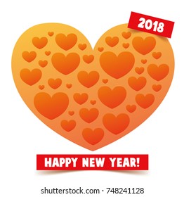 vector heart symbol with happy new year 2018