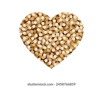 Vector heart with texture of colored dots resembling golden glitter