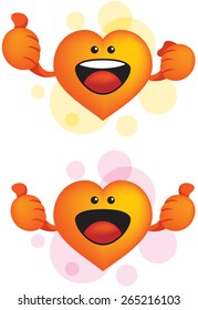Vector of a heart thumbs up cartoon