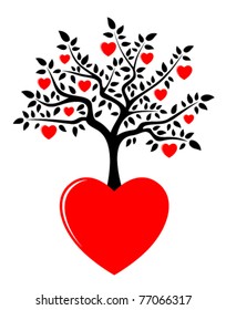 vector heart tree growing from heart