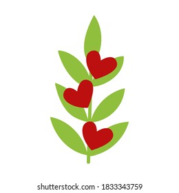 vector heart tree growing from heart on white background