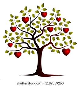 vector heart tree isolated on white background