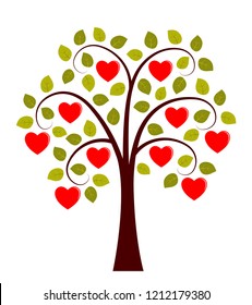 vector heart tree isolated on white background