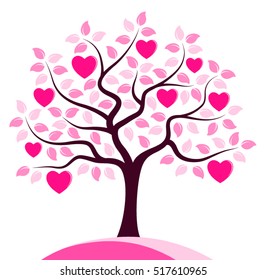 vector heart tree isolated on white background