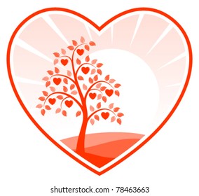 vector heart tree in heart on white background