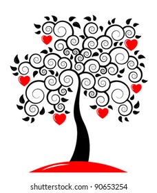 vector heart tree on white background