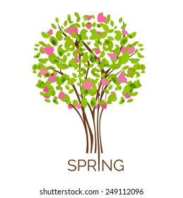 Vector heart tree. Valentine`s day or wedding background.