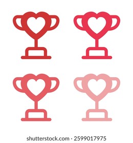 Vector Heart Trophy Icon Set