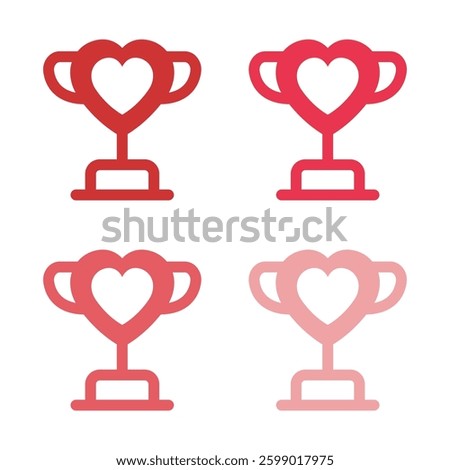 Vector Heart Trophy Icon Set