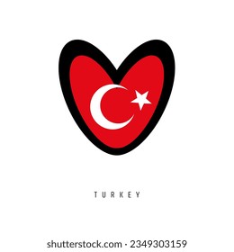The vector heart with Turkey flag, isolated