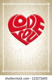 Tipo de corazón vectorial "te amo". Los elementos se clasifican por separado en el archivo vectorial.