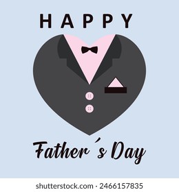Vector heart type sketch for Father's Day wishes. Father's Day banner,  greeting cards, Blue-toned Father's Day greeting cards featuring a heart and bow tie. 