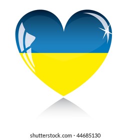 Vector heart with Ukraine flag texture isolated on a white background.