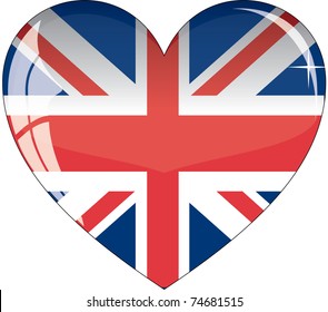 Vector heart with United Kingdom flag