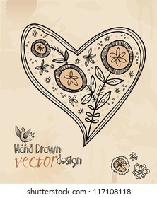 vector, heart, valentine, hand drawn elements.