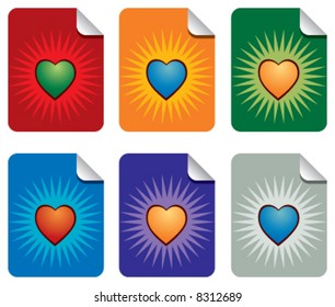 Vector heart valentine sticky notes