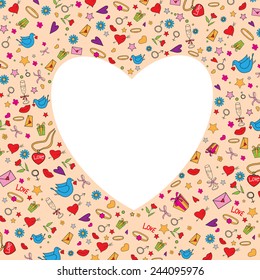Vector Heart. Valentines Day. Doodles pattern.