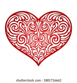 Vector heart. Valentine's Day. Paper cut template. Love sign. Card, wedding invitation, banner. Decorative holiday symbol. For laser, plotter cutting, printing on t shirt, wood carving, sublimation.