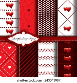 Vector Heart Valentines Day Pattern Paper for Scrapbook.