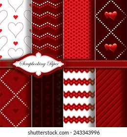 Vector Heart Valentines Day Pattern Paper for Scrapbook.