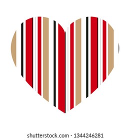 Vector heart with vertical stripes pattern isolated on white background.