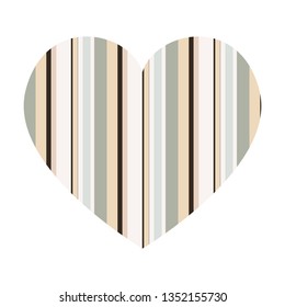 Vector heart with vertical stripes pattern isolated on white background.