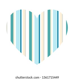 Vector heart with vertical stripes pattern isolated on white background.