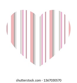 Vector heart with vertical stripes pattern isolated on white background.