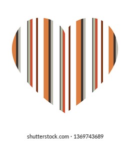 Vector heart with vertical stripes pattern isolated on white background.