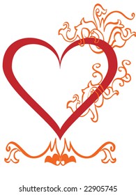 A vector heart with victorian swirls.