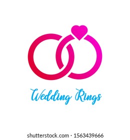 Vector heart wedding rings icon on white background. eps 10