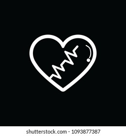 Vector Heart White Health Medical Concept On a black background