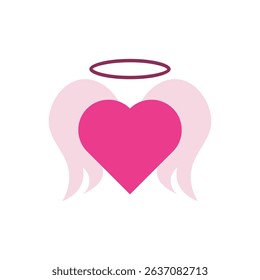 Vector of a heart with wings and a halo. Great for spiritual love, angelic themes, or Valentine's Day illustrations.
