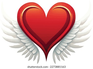 Vector heart with wings illustration on white background