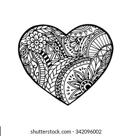 Vector of heart in zentangle style