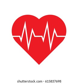 Vector heartbeat / heart beat icon with cardiogram line wave. Logo
