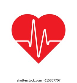 Vector heartbeat / heart beat icon with cardiogram line wave. Logo