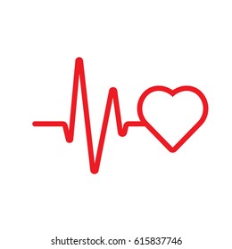 Vector heartbeat / heart beat icon with cardiogram line wave. Logo