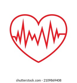 Vector Heartbeat icon isolated. Heart shape with pulse icon. Flat medical symbol - vector.
