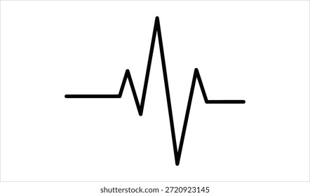 Vector heartbeat line icon, electrocardiogram pulse waveform symbol, medical health care concept