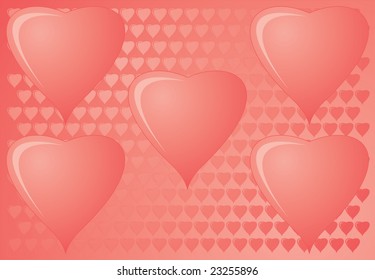 Vector Hearts background isolated on white background