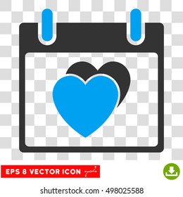 Vector Hearts Calendar Day EPS vector icon. Illustration style is flat iconic bicolor blue and gray symbol on a transparent background.