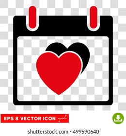 Vector Hearts Calendar Day EPS vector icon. Illustration style is flat iconic bicolor intensive red and black symbol on a transparent background.
