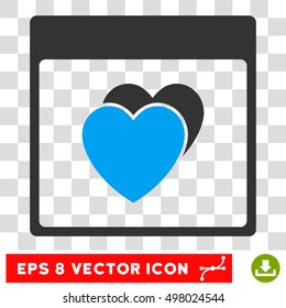Vector Hearts Calendar Page EPS vector icon. Illustration style is flat iconic bicolor blue and gray symbol on a transparent background.